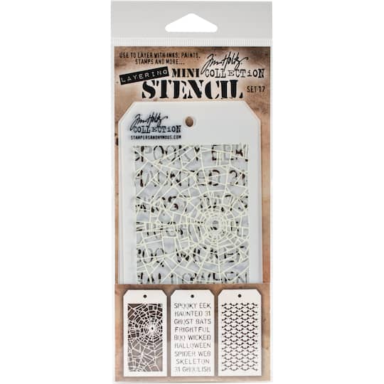 Stampers Anonymous Tim Holtz&#xAE; Mini #17 Layering Stencil Set